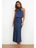 Elegant Satin Sleeveless Evening Dress - European & American Fashion