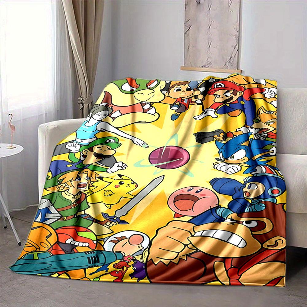 1 Stück Pokémon Gaming-Charaktere Weiche hautfreundliche Flanelldecke mit Digitaldruck, Verschiedene Größen erhältlich für Familie, Freunde, Geburtstag