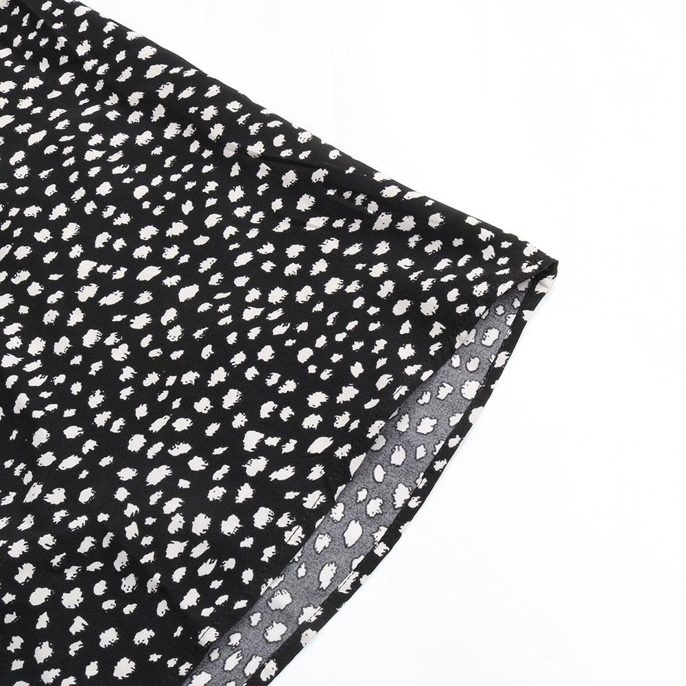 Summer Print Dress Women A-line Casual Butterfly Sleeve Cotton Full Sleeve Turn-down Collar Mid-Calf