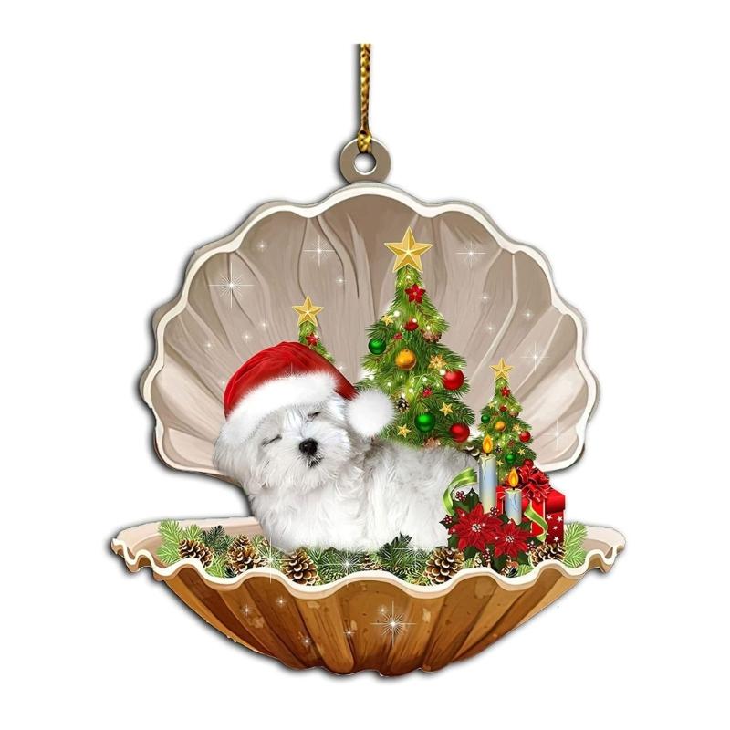 Shell Dog Christmas Hanging Ornaments Decorations for Kid New Year Party Gift