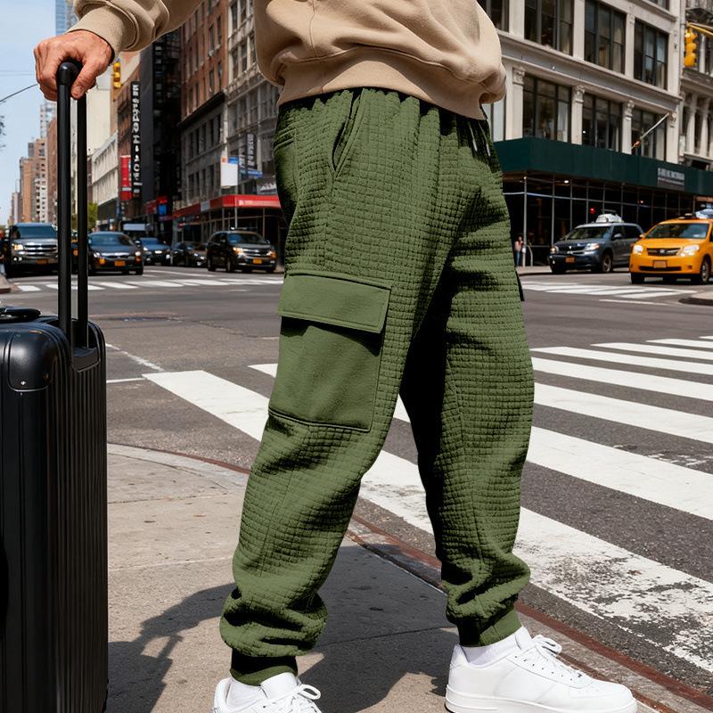 New Autumn and Winter Men's Commuting Loose Casual Sports Jacquard Outdoor Cargo Trousers