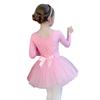 Fashion Long Sleeve Ballet Dress Cotton Sequins Ballet Tutu Skirt Party Dress Bowknot Performance Clothes Dance