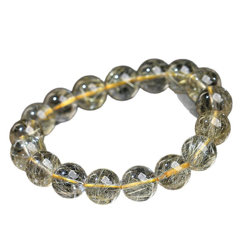 Hongchu Crystal Natural Venus Golden Rutilated Quartz Bead Bracelet Ice Venus Golden Rutilated Quartz Bracelet