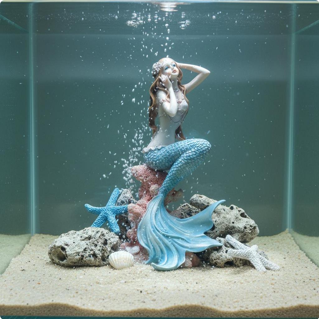 Aquatic Fishbowl Mermaid Decor Realistic Design Resin Mermaid Figurine for Aquatic Habitat Hobbyists, Desktop