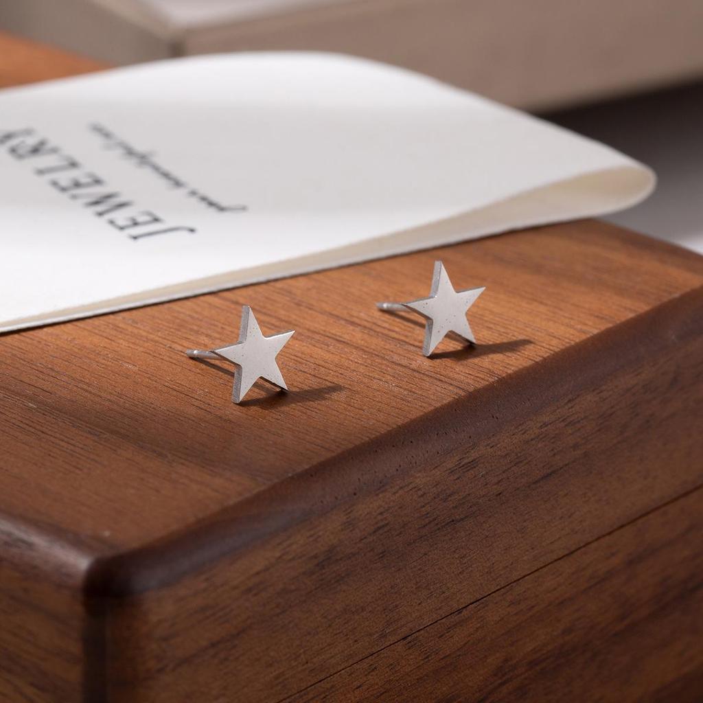 European & American Style Titanium Steel Star, Moon & Bowknot Stud Earrings for Women