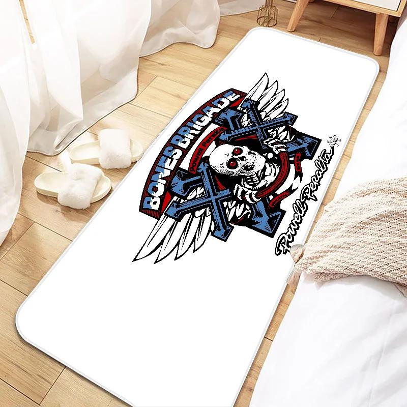 Skateboard P-Powells Wing Skull P-Peraltas Door Mat Entrance Non-slip Washable Kitchen Carpet Living Room Hallway Rugs Bathroom