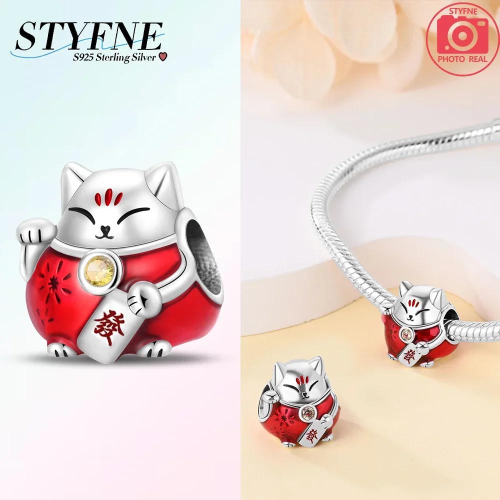 Original Copper Red New Year God Wealth Firecracker Pendant Gold Coin Beads Fit Bracelet Women Diy Gift Accessory