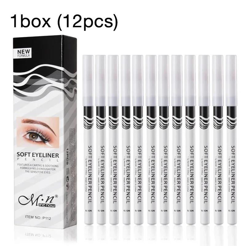 12pcs White Eyeliner Makeup Smooth Easy To Wear Waterproof Eyes Brightener Highlighter Long Lasting Eyes Liner Pencils Makeup