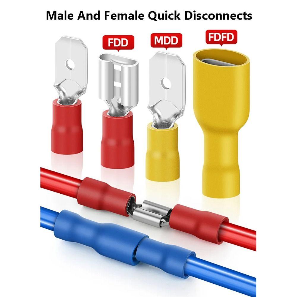 50Pcs 2.8/4.8/6.3mm Wire Connectors FDD/MDD1.25/2/5.5 Female/Male Electrical Crimp Terminal Insulated Spade Quick Disconnects