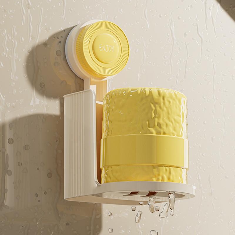 Toothbrush Holder Wall Mounted Cup Toothpaste Holder Space-Saving Electric Tooth Brushing Holder Toothbrush Storage For Home