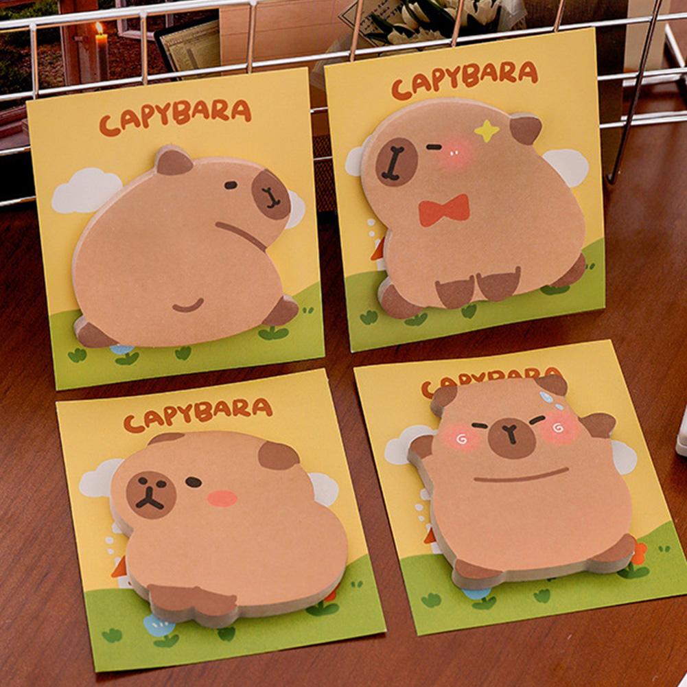 4PCS Creative Capybara Sticky Notes Kawaii Memo Pads Bookmark Stickers Office Study Supplies