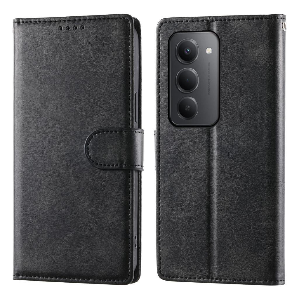 Dla Xiaomi Redmi 15 5G (Światowy) (169mm) Etui Stand Portfel Skóra PU z Teksturą Cielęcą Pokrowiec Flip do Telefonu z Paskiem na Nadgarstek