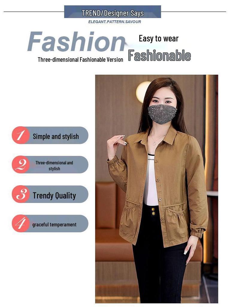 Damen Vielseitige Langarm Mode Revers Jacke - Leichte Lässige Frühling & Herbst Kleidung