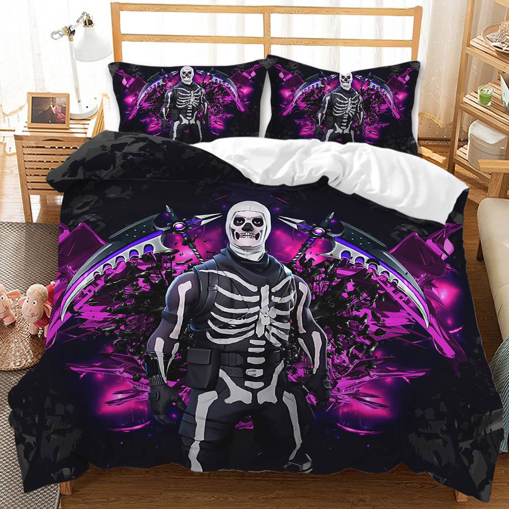 Popular Skull Halloween Home Textile Kit Bed Three-piece Quilt Cover Sheet