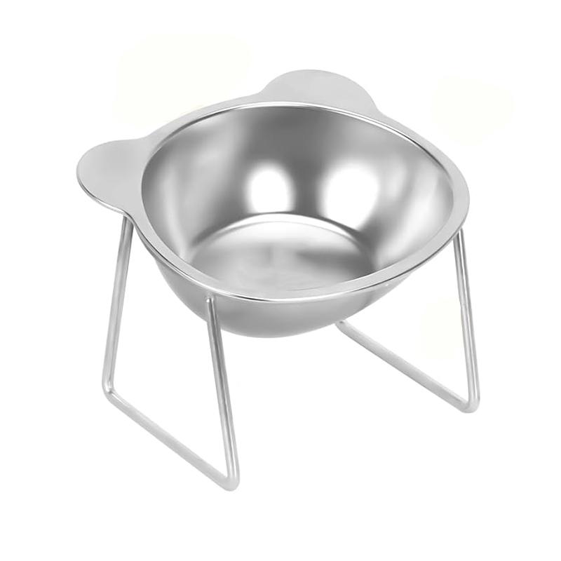 Cat Bowls Tilted Neck Guard Cat Food Bowl Indoor Stainless Steel Shatter Resistant Elevated 15° Pet Bowl For Kitten Puppy