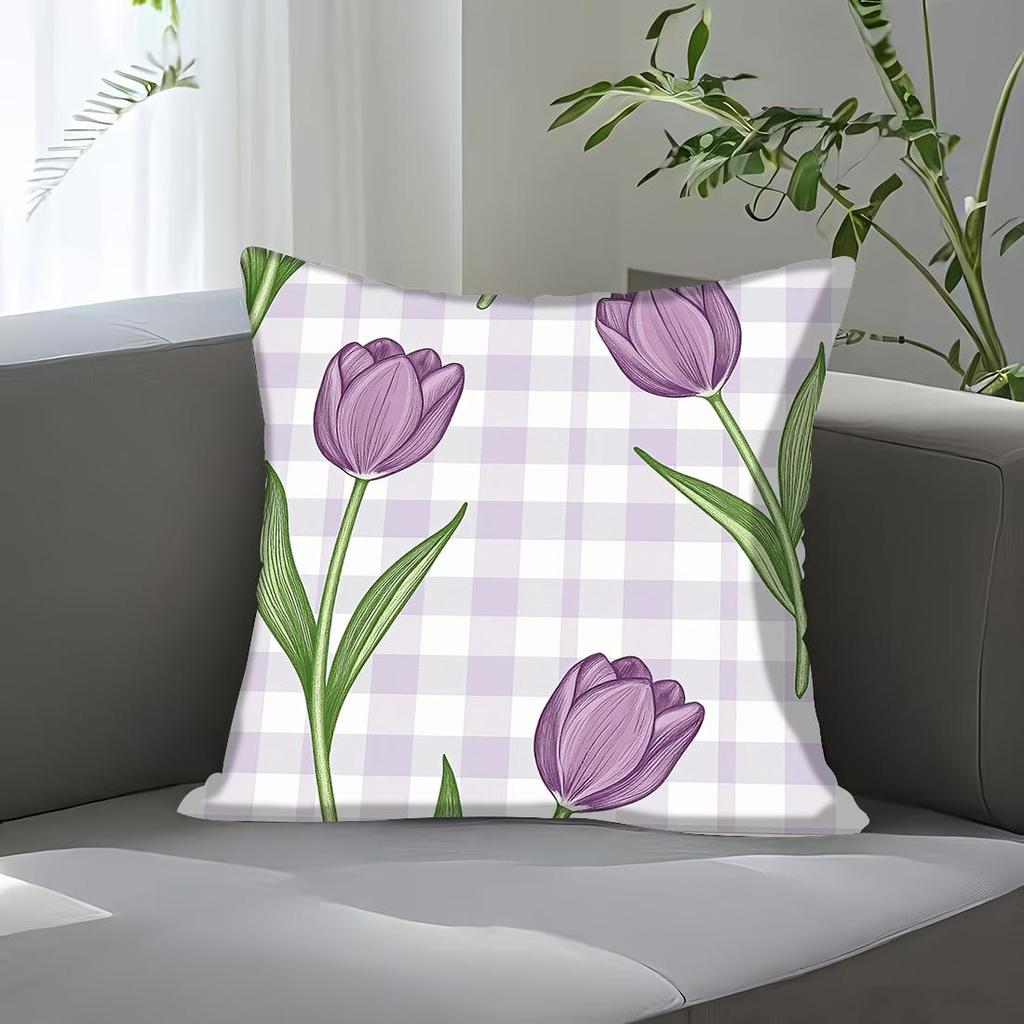 1pc Flower Print Polyester Pillowcase Home Decor Pillowcase Car Sofa Cushion Cover Home Decor 45x45cm