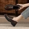 Sheepskin~~ Soft-soled loafers for women's British style 2025 spring and autumn models thick-heeled single shoes thick-soled one-pedal jk small leath