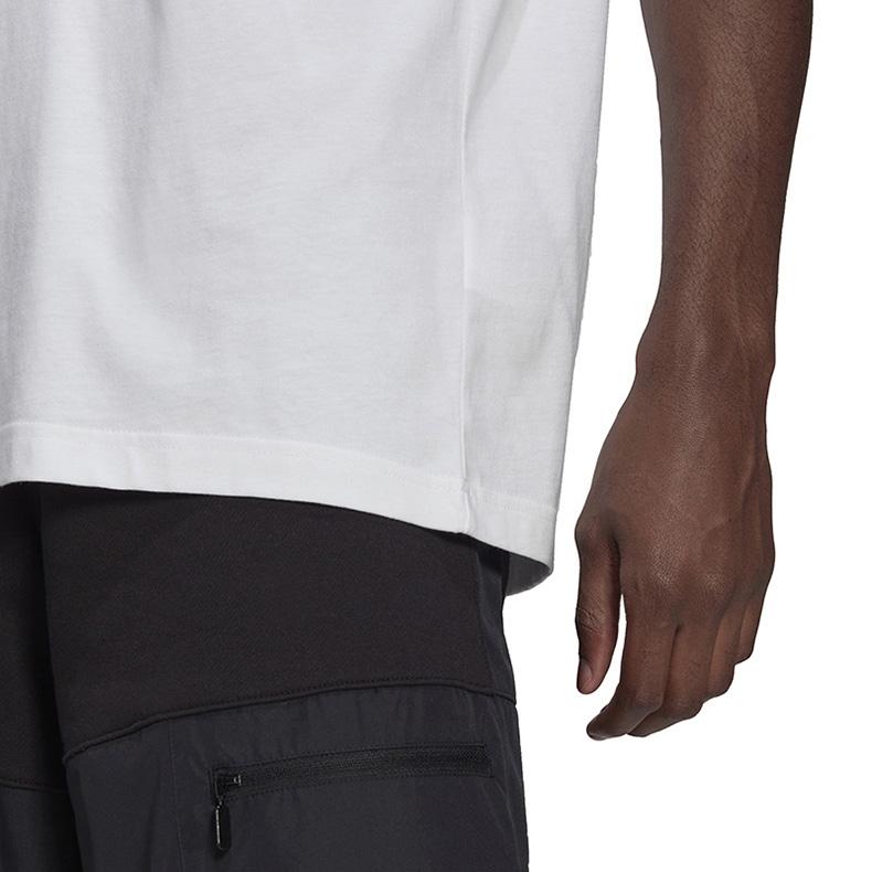 adidas T-shirt da uomo con stampa logo Trefoil grande, girocollo, bianca HE9510