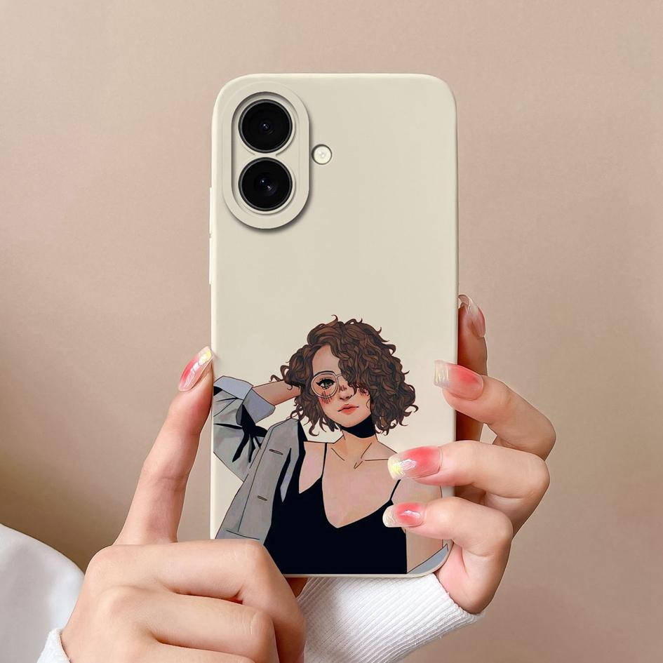 Aesthetic Phone Cover For Apple iPhone 16 Pro 16plus 16promax Fashion Cool Girl Boy Soft Liquid Silicone High Quality Super Shockproof For iPhone Capa