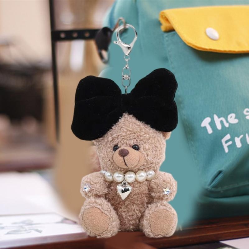 Bowknot Bear Charm Keychains Sweet Cute Pendant Car Keyring Backpack Decoration Fashion Jewelry for Women Girls
