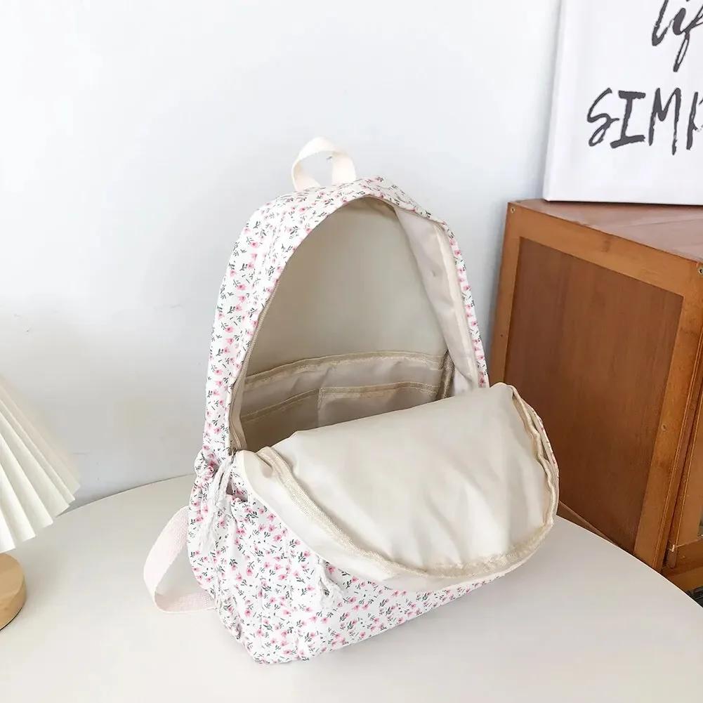 Koreanischer Studenten Schulrucksack Floral Weiß Schulranzen Für Teenager Mädchen Niedlicher Damenrucksack Marke Buchtasche Nyl Rucksack