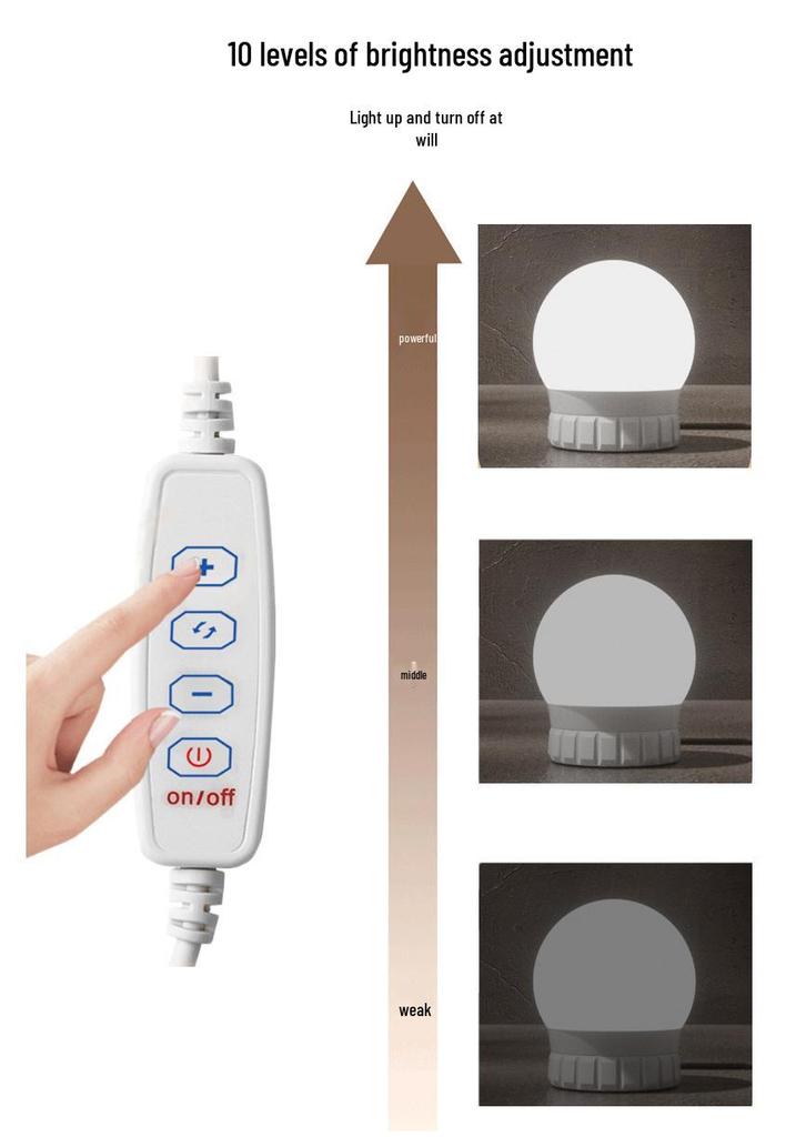 45mm USB Hollywood Makeup Mirror LED Bulb - Three-Color Fill Light, No-Drill Vanity Front Light