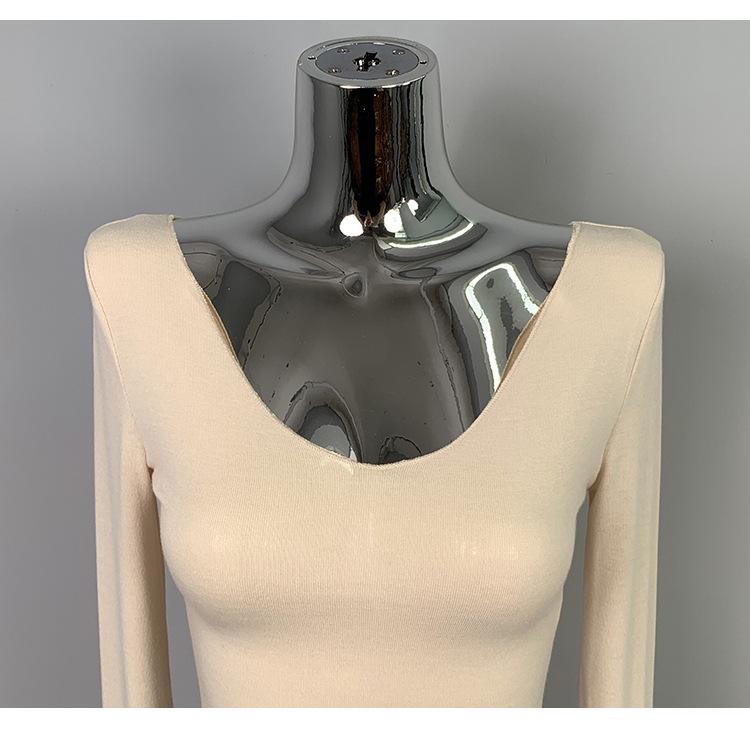 Korean Figure-Flattering V-Neck Long-Sleeve Sexy Slim-Fit Women's Top