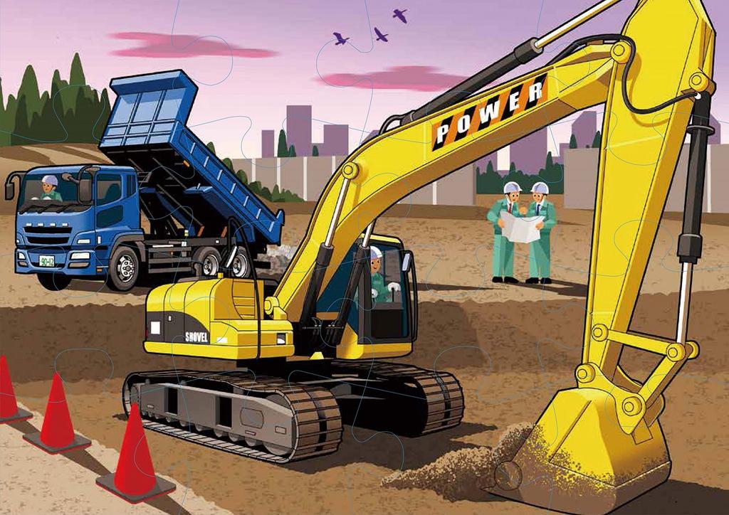 Kumon Publishing's Kumon Jigsaw Puzzle STEP 2: Let's Go! Working Cars, Educational Toy, Ages 2 and Up, KUMON