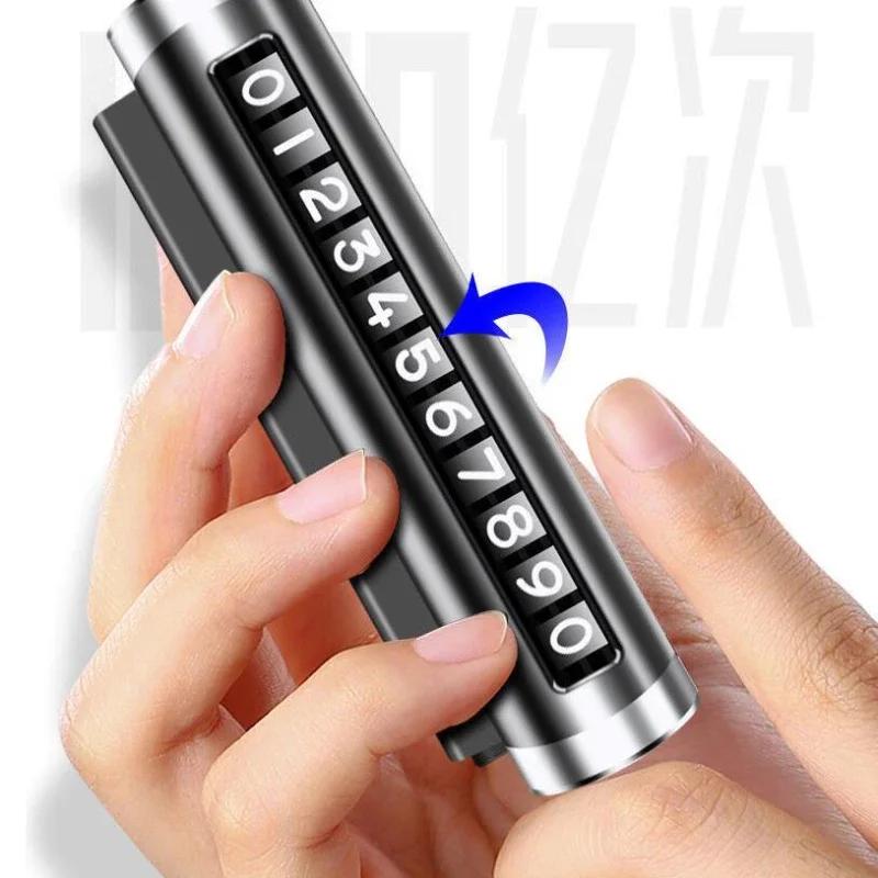 Car Temporary Parking Card Rotate Phone Number Plate Aluminum Stickers Park Stop In Car-styling Auto Accessories