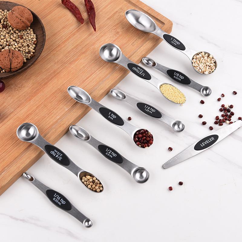 Magnetic Stainless Steel Double-Ended Measuring Spoon Set for Coffee, Baking, and Seasoning