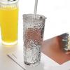 Large-capacity Lidded Ice Crystal Straw Cup, High-value Appearance Coffee Ice Americano Latte Glass Cup, Office Water Cup