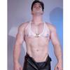 Sexy Men Stain Thin Sleeveless Tank Tops Oil Glossy Shiny Elastic Short Vest Sexy Tights Sheer See Through T-Shirt Solid Gay Wea