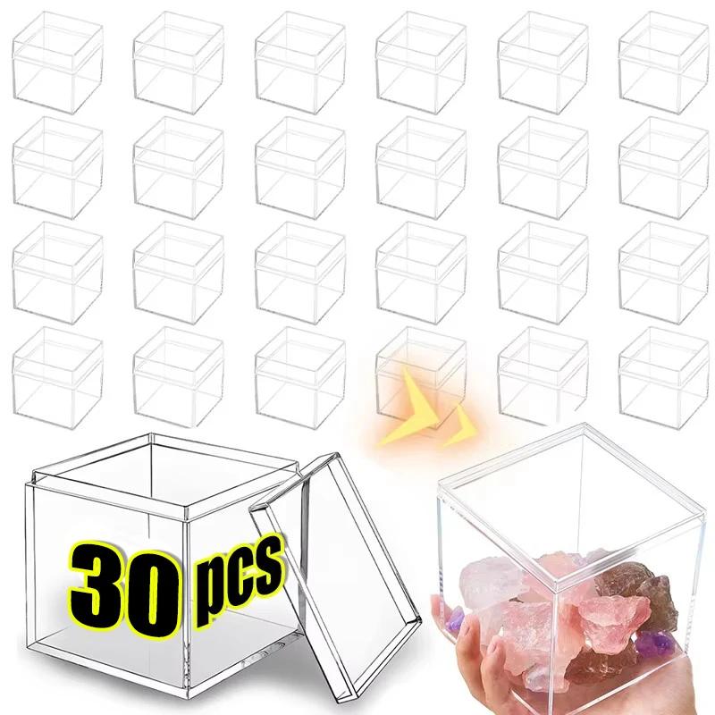 1-50pcs Transparent Acrylic Boxes With Cover Plastic Organizer Gift Packing Box Food Candy Storage Container For Home Display