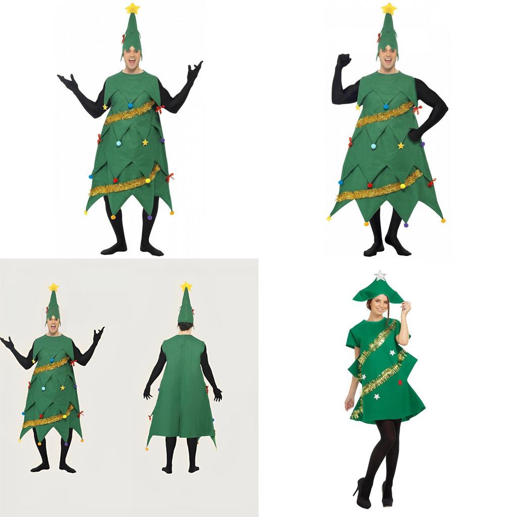 Stylish Men's Women's Christmas Tree Skirt Cosplay Outfit For Holiday Parties