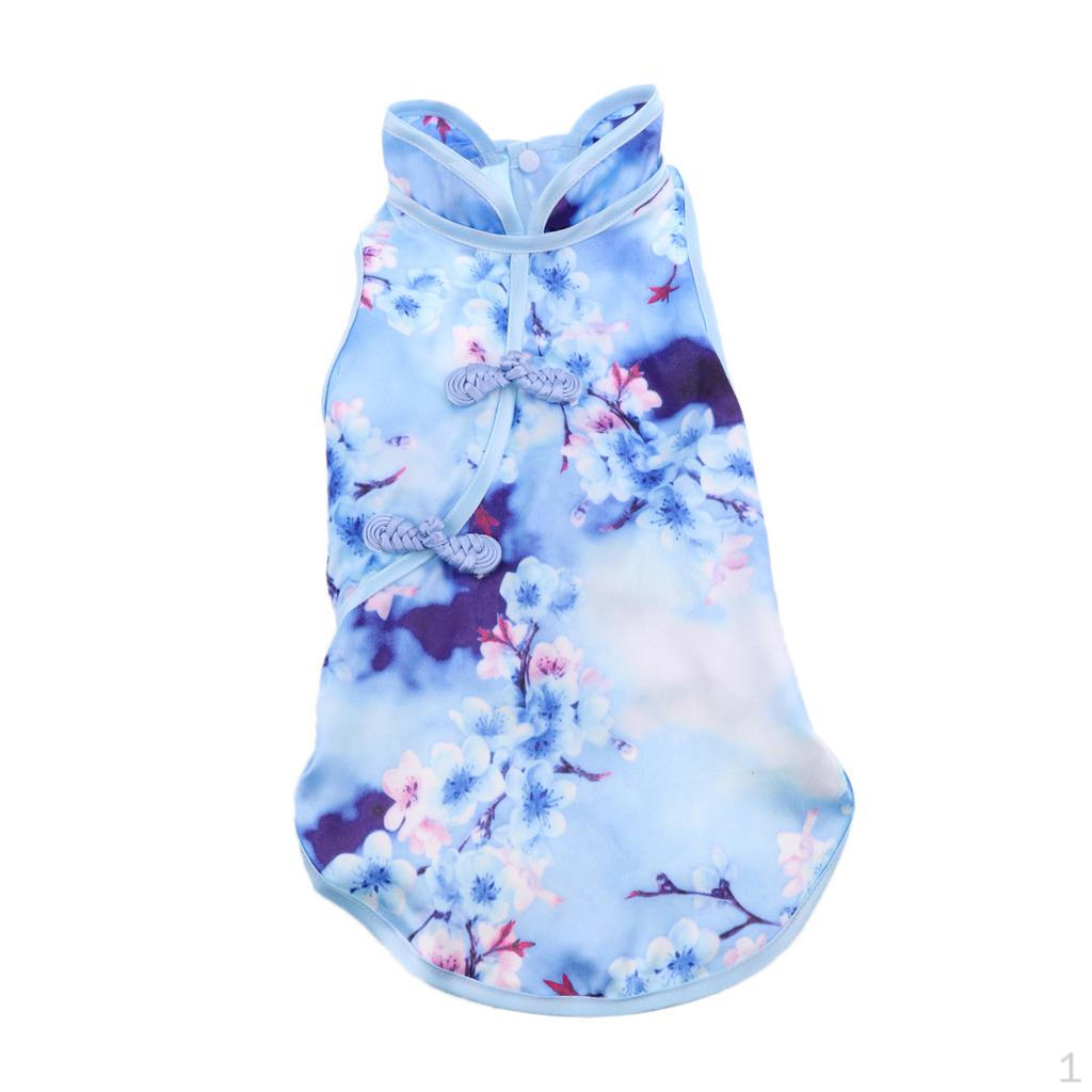 Cat Pet Clothes Chinese Style Cheongsam Dog Puppy Dress Shirt XS M L