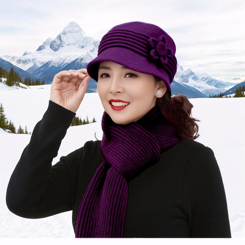 New wool hat winter middle-aged mother hat fleece thickened cold-proof warm winter knitted hat children