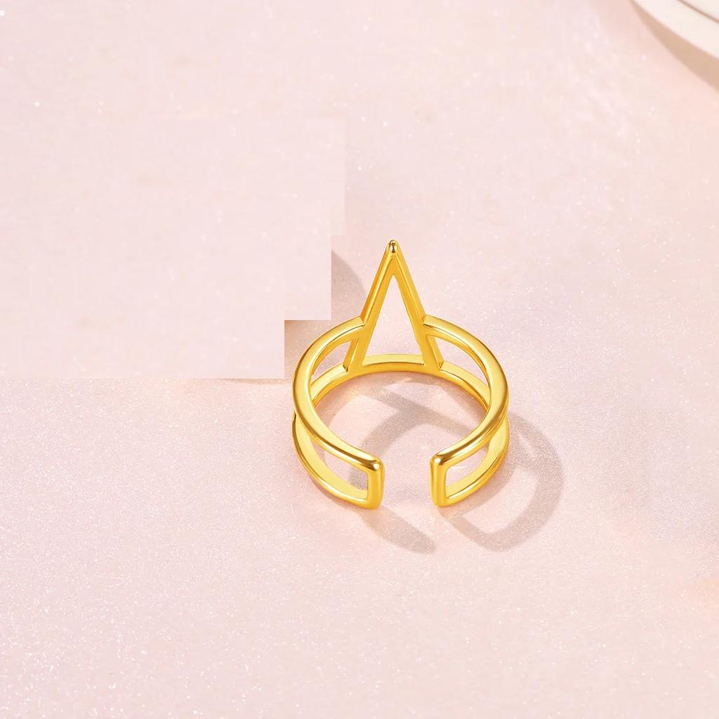 Multiple Styles 14K Gold Color Open Ring Cuffs for Women Arrow Heart Leaf Bamboo Layers Wrapped Resizable Ring Jewelry Gift