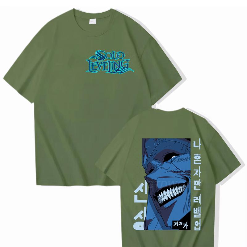 Solo Leveling Street Cool T-shirt Top 100% Cotton Hot Anime Men Clothes Harajuku Streetwear Solo Leveling Anime Men Women Shirt
