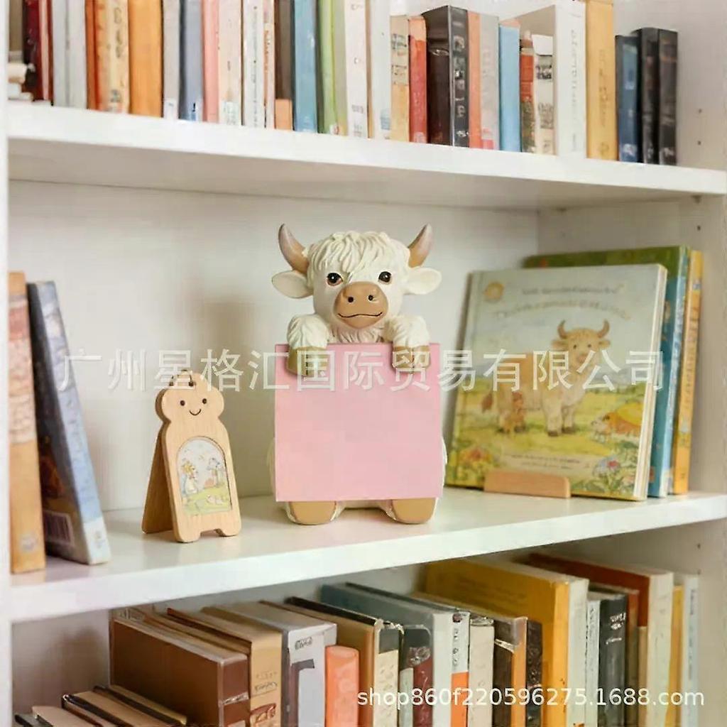 Highland Cow Pop-up Sticky Note Dispenser  Cute Resin Desk Holder with 100 Sheets 3x3 Super Sticky Notes, Handmade Farmhouse Office Decor, Ideal Gift 