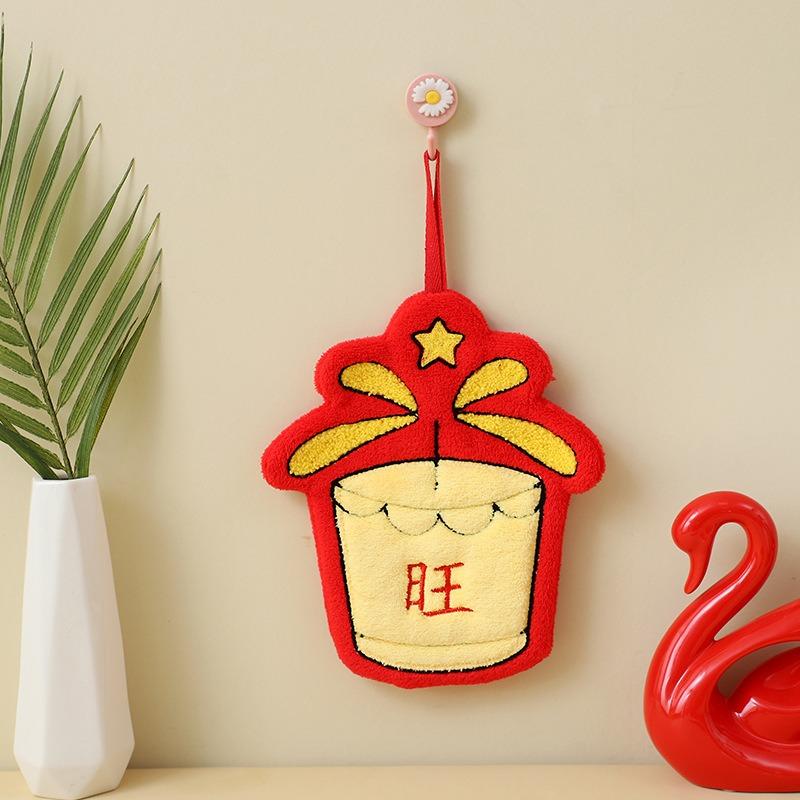 Kids Cartoon Hand Towel Coral Fleece Thick Hanging Towel for Kitchen Bathroom Soft Absorbent Washcloth Children Gift Set with Loop