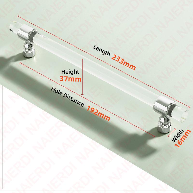 NAIERDI Acrylic Furniture Handles T-Bar Gold Crystal Cabinet Handles and Knobs Zinc Alloy Silver Door Handle Hardware