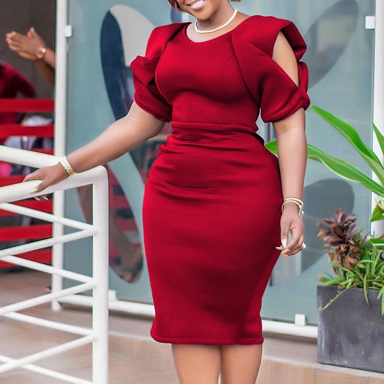 D289 2024 Summer Plus Size European and American Women's OL Temperament Commuting Dress