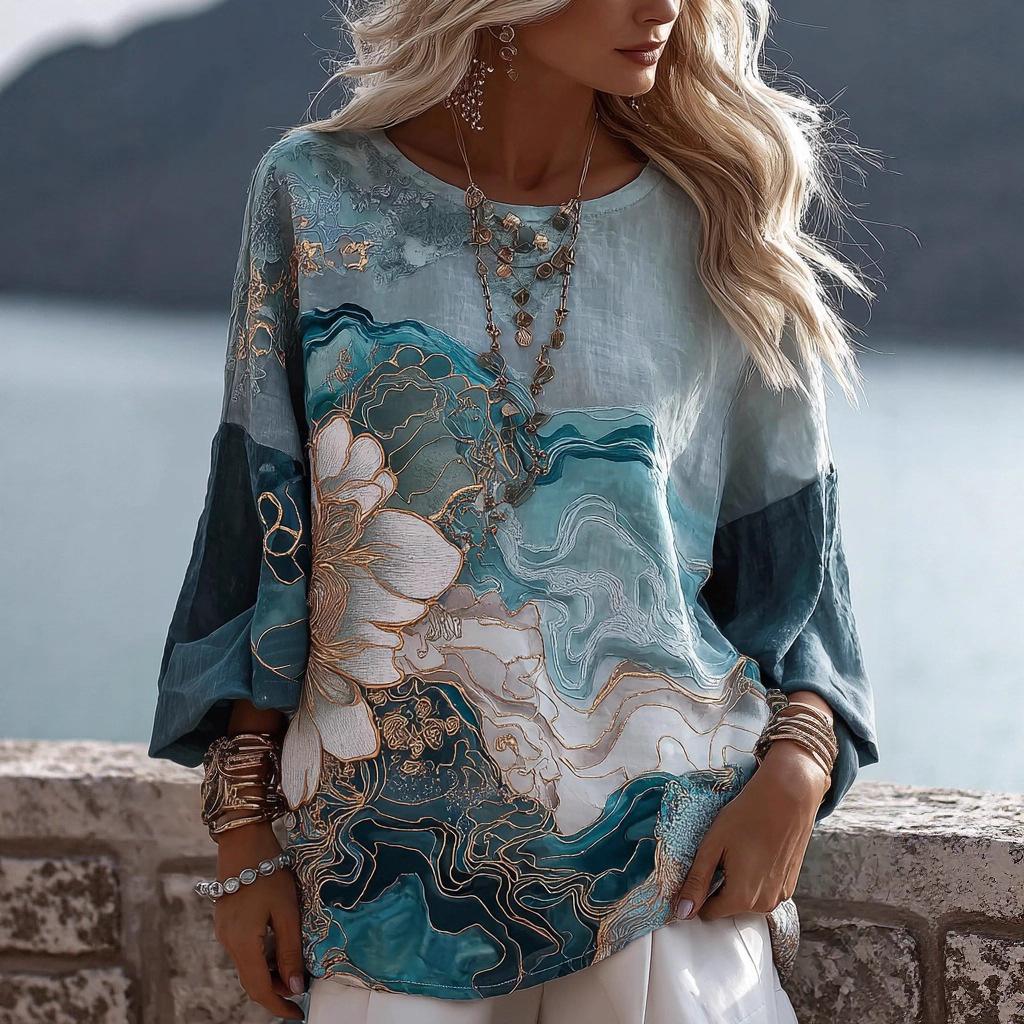 3D Floral Women's Round Neck T-Shirt - Hong Kong Style Fashion Top