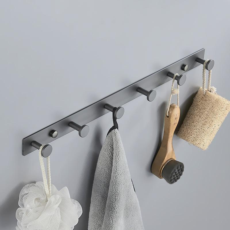 Gray Aluminum Wall Mounted Bathroom Clothes Coat Hook Bedroom Storage Hook Clothes Hanger Hooks Black Bathroom Towel Hook