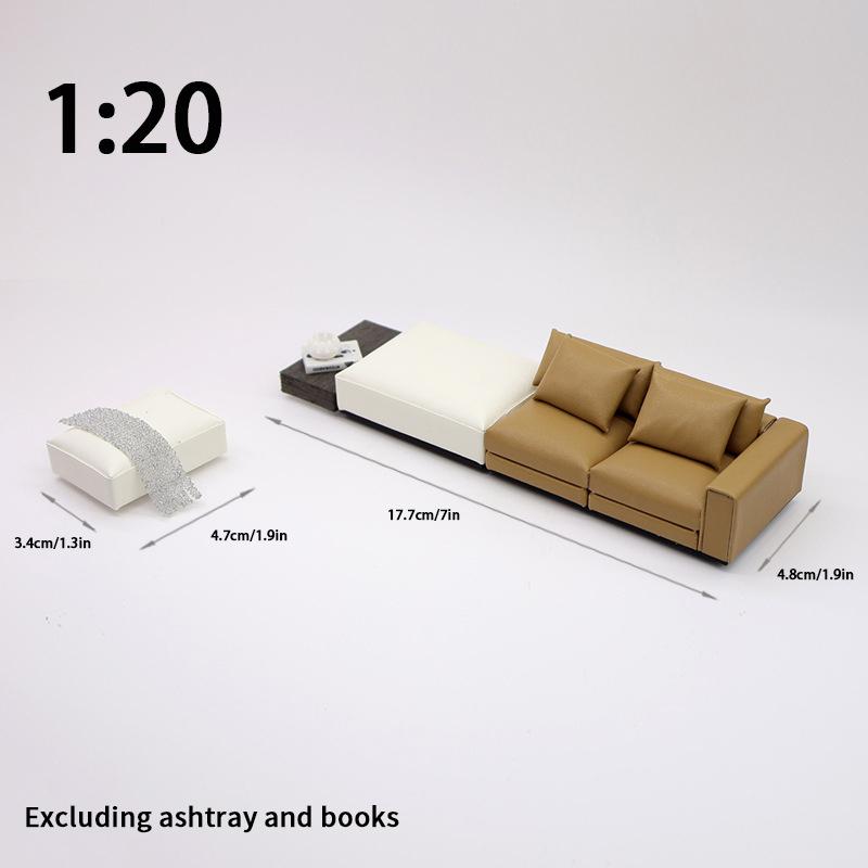 1/20 1/25 Dollhouse Simulation Sofa Tea Table Model Dollhouse Mini Furniture Decoration Dolls House Living Scene Ornament