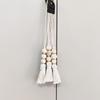Pack of 4 Tassels Wooden Beads Garlands Cotton Decorative Handle Decorations Tassels Beads Pendants for Cabinet Door