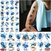54pcs Temporary Tattoo Blue Cartoon Flies Temporary Tattoo Stickers Cute Illustrated Bees Cartoon For Cheeks