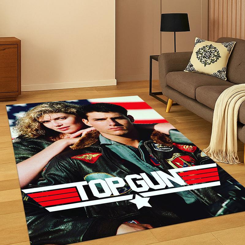 Top Gun Classic Movie Sign Tom Cruise Carpet Rug for Bedroom Living Room Sofa Doormat Home Decor,Kid Game Area Rug Non-slip