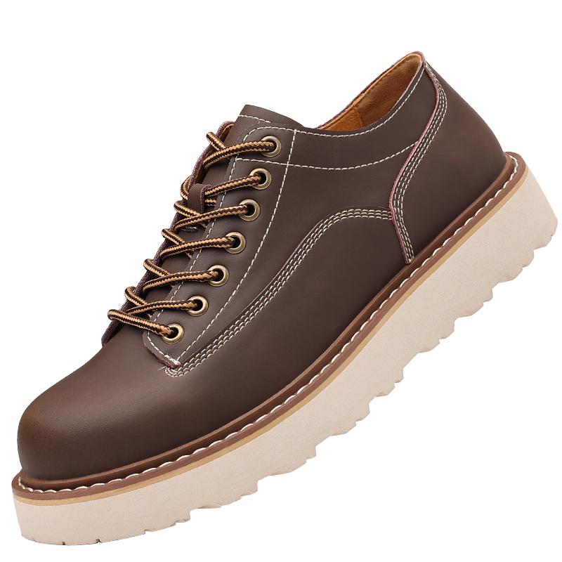 Fashion Spring High Quality Outdoor Work Shoes Spring Lace Up Soft Soled Oxford Shoes Round Toe Thick Soled Fashionable Casual Men Shoes