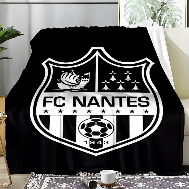 1PC Fc Nan-tes Crest Design Printed Soft Flannel Blanket Throw for Adult Bedroom Living Room Sofa Camping Travel Fan gifts Christmas Gifts